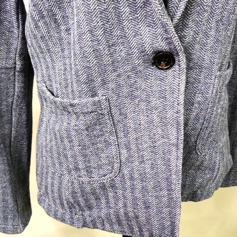 ECRU 💯 Cotton Herringbone Blazer Size Medium - Picture 3 of 10